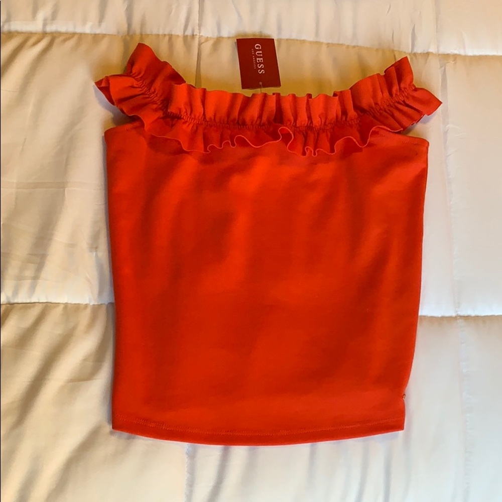 Red Off Shoulder Ruffle Top